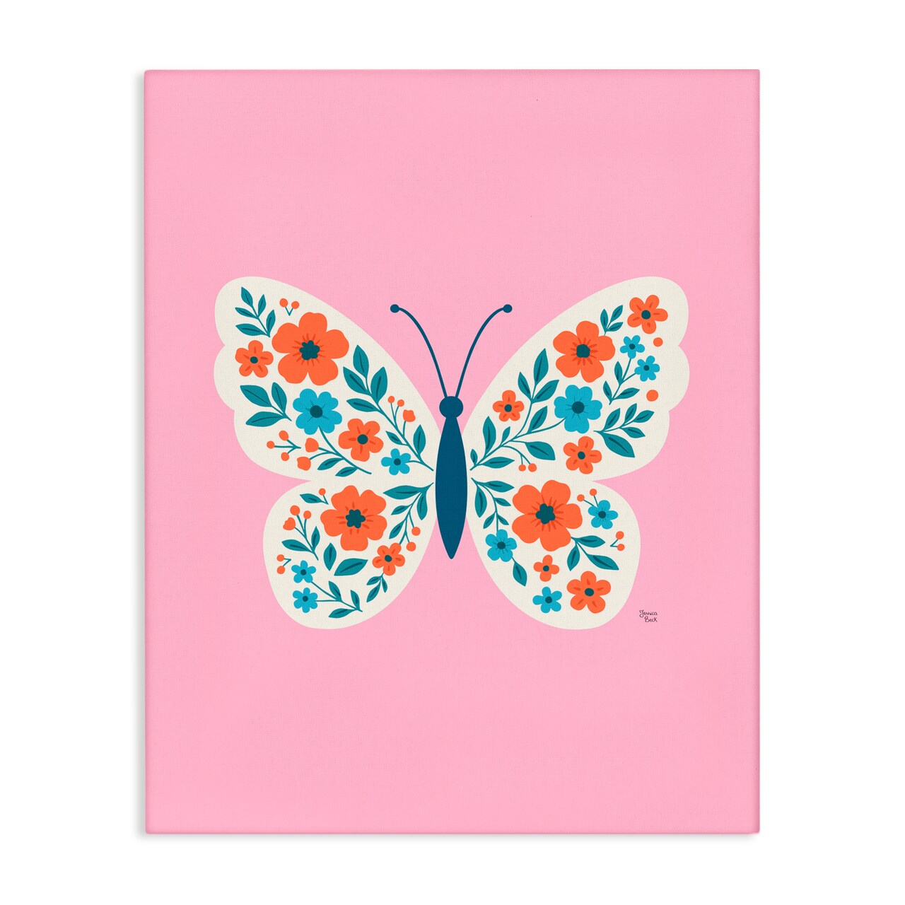 Stupell Industries Boho Pink Floral Butterfly Canvas, design by Jessica Beck
